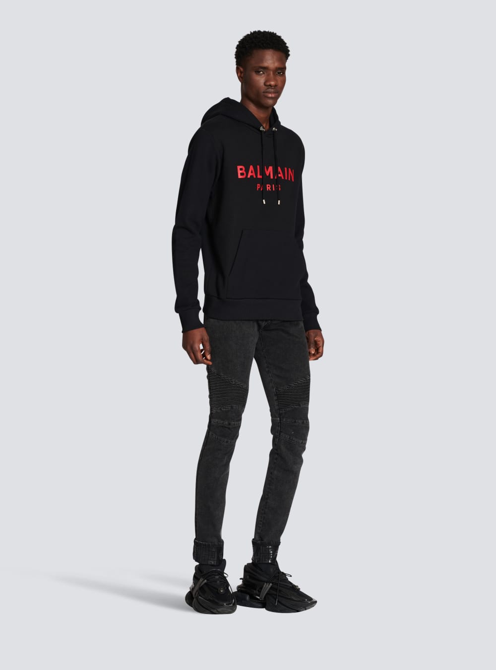 Men's Balmain Cotton With Paris Logo Print Sweatshirts Black | USA hXsBXTL0