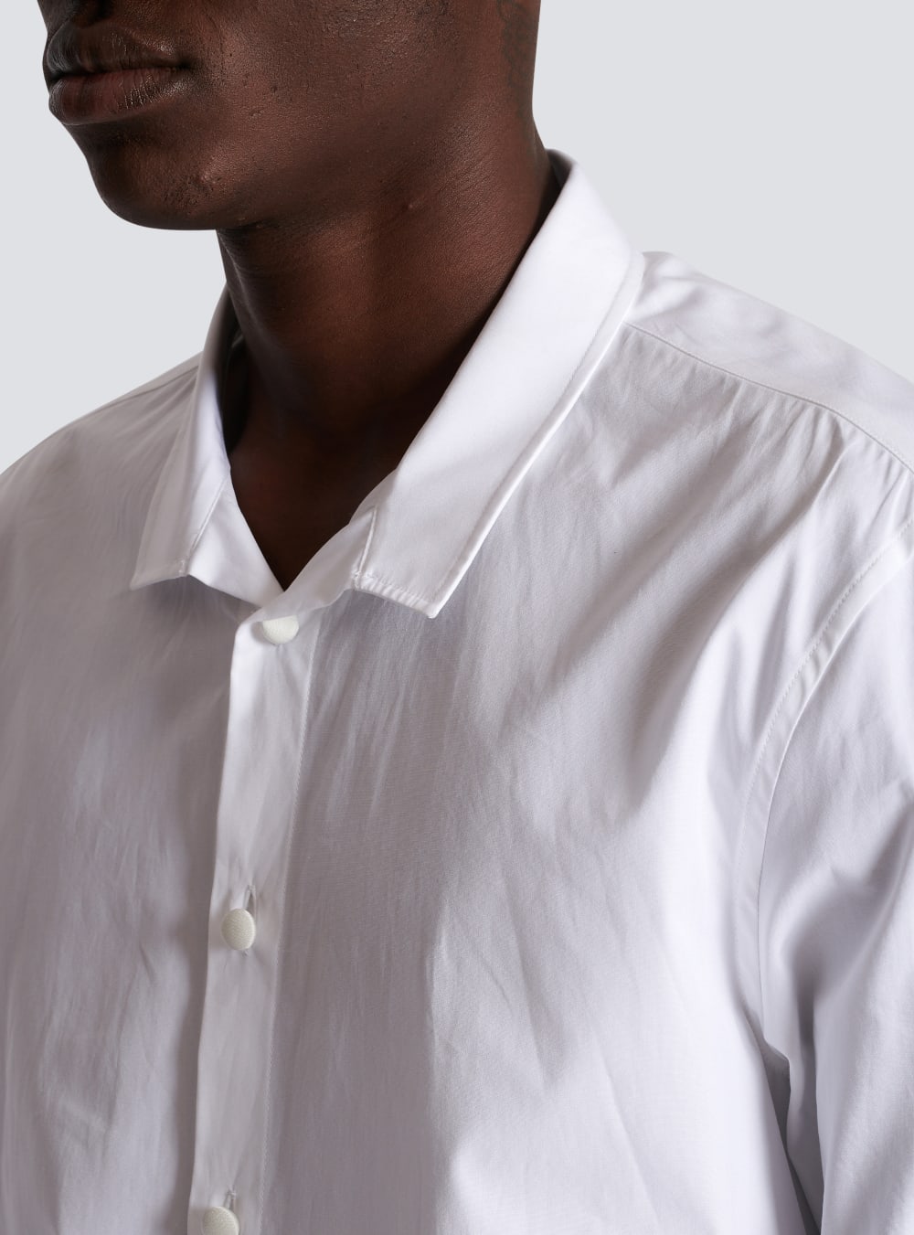 Men's Balmain Cotton With Satin-covered Buttons Shirts White | USA 4i2N4yK1