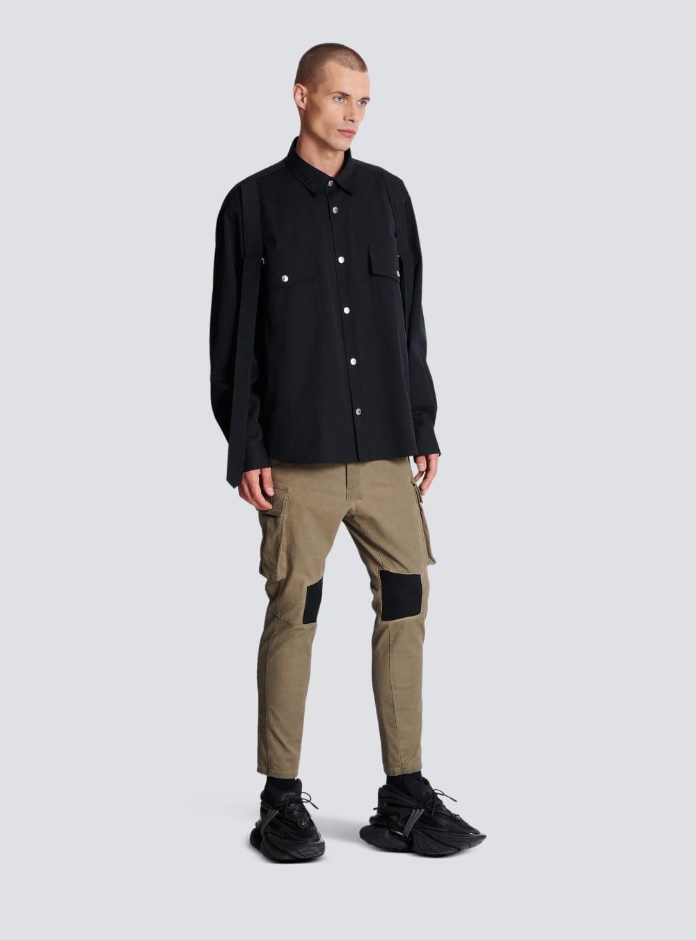 Men's Balmain Cotton With Strap Shirts Black | USA hdjzVMyp