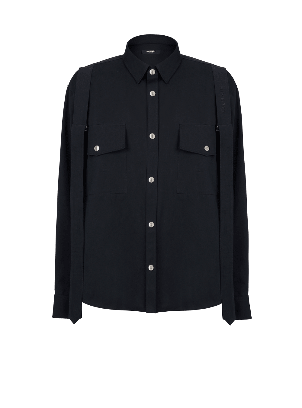 Men\'s Balmain Cotton With Strap Shirts Black | USA hdjzVMyp