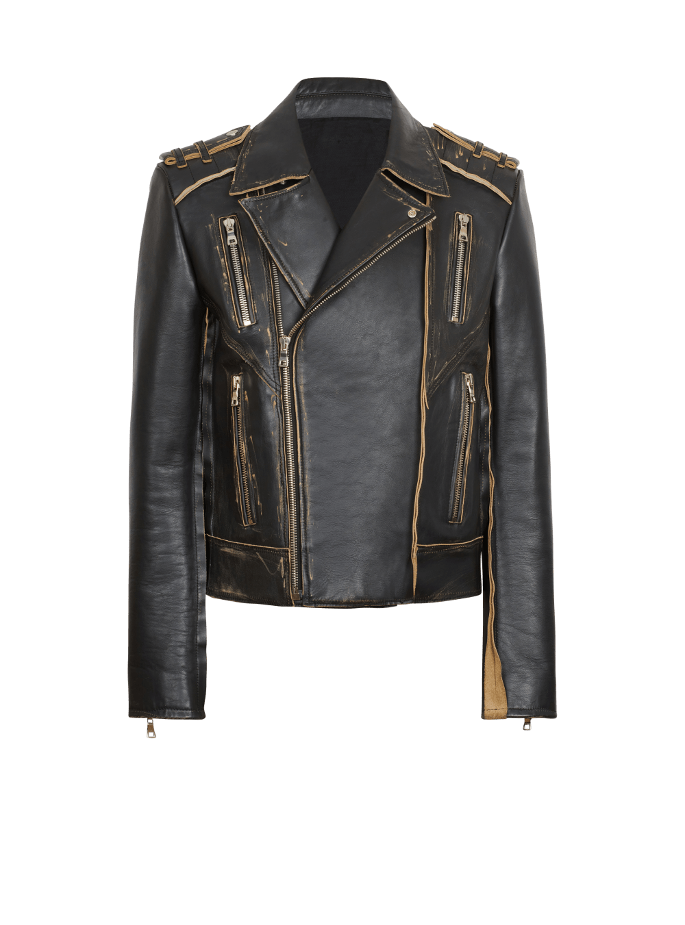 Men\'s Balmain Deconstructed Leather Biker Jackets Black | USA wQkgKcwZ