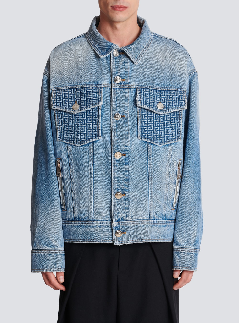 Men's Balmain Denim With Logo Jackets Blue | USA HlkN7wXM