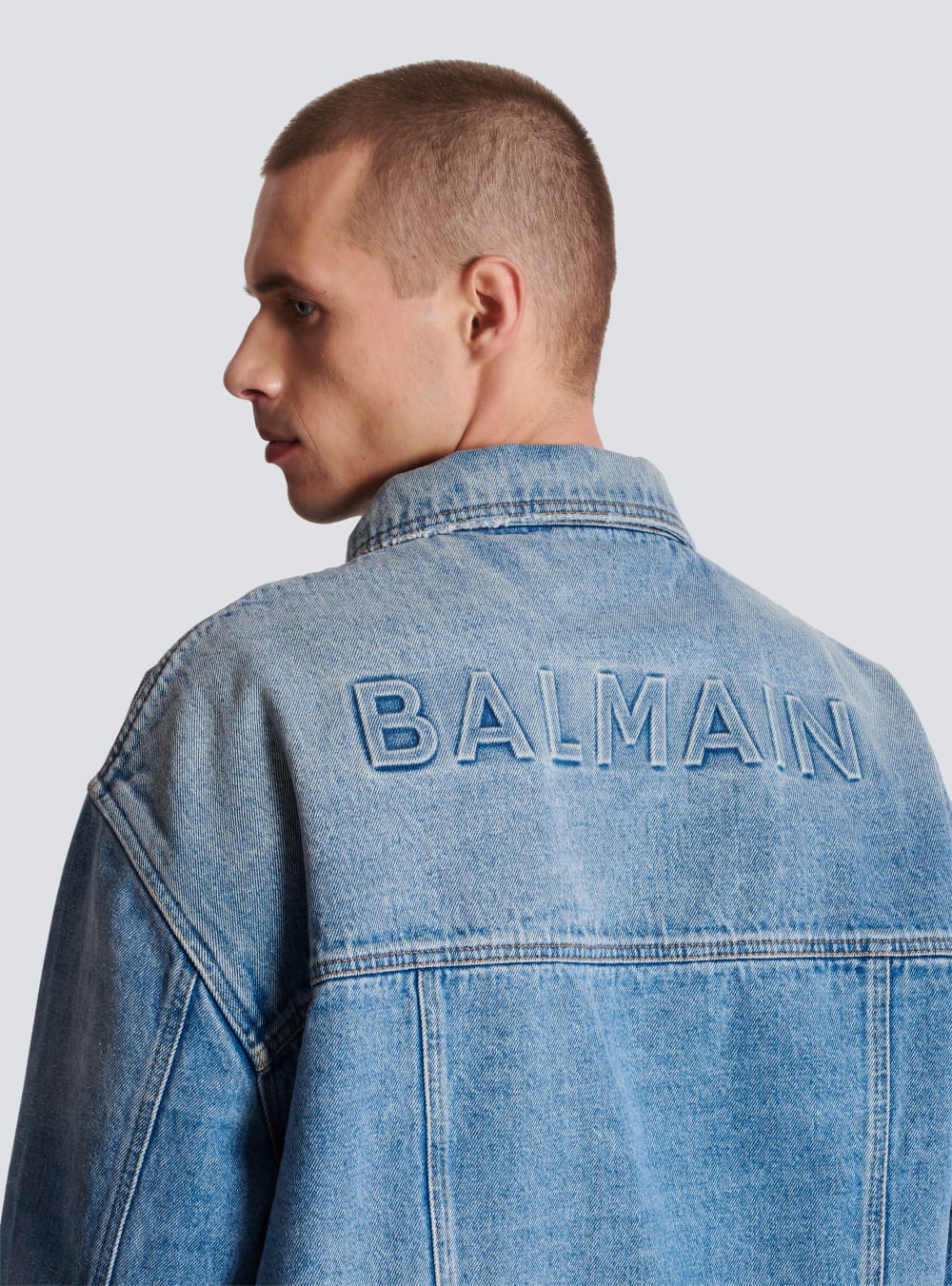 Men's Balmain Denim With Logo Jackets Blue | USA HlkN7wXM