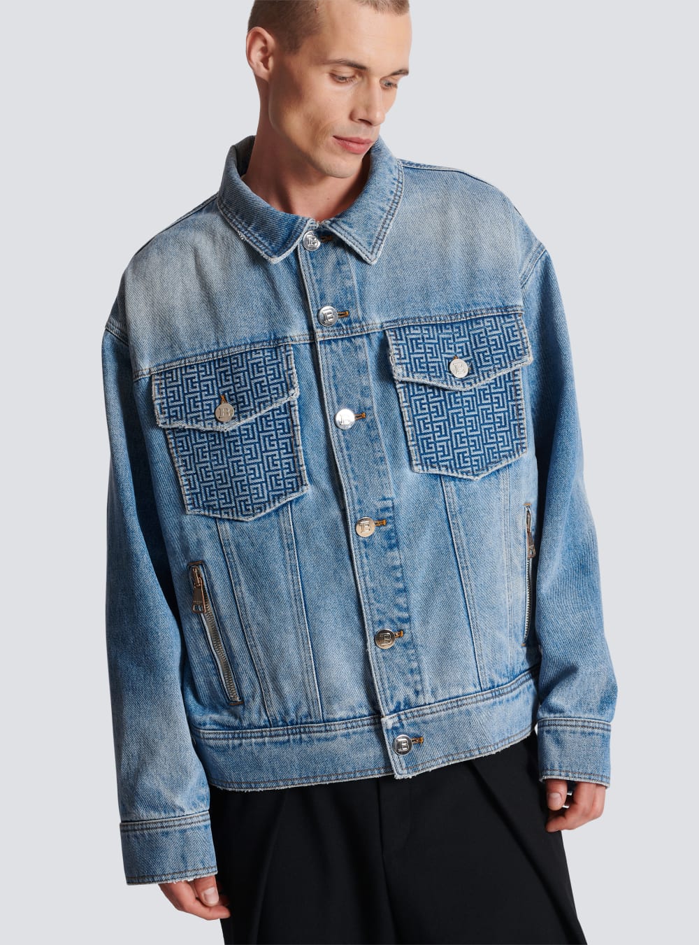 Men's Balmain Denim With Logo Jackets Blue | USA HlkN7wXM