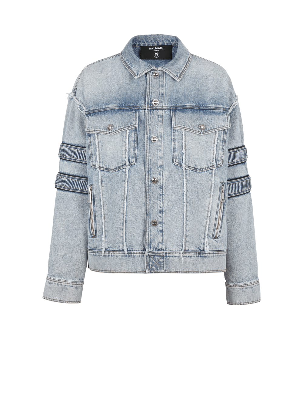 Men\'s Balmain Denim With Velcro Stripes Jackets Blue | USA TKzgCAj0