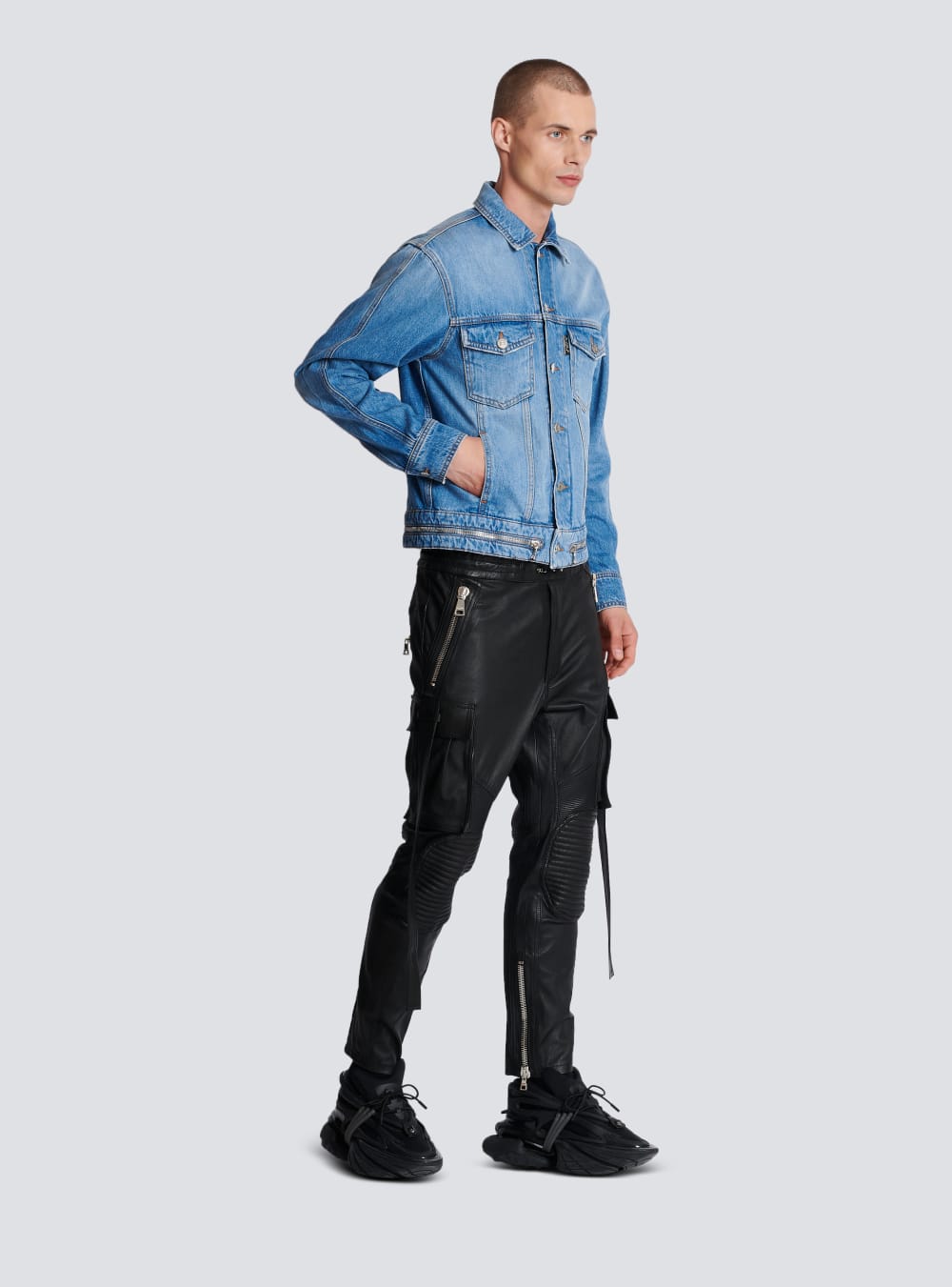 Men's Balmain Denim With Zip Fastening Jackets Blue | USA pw4Cc6LA