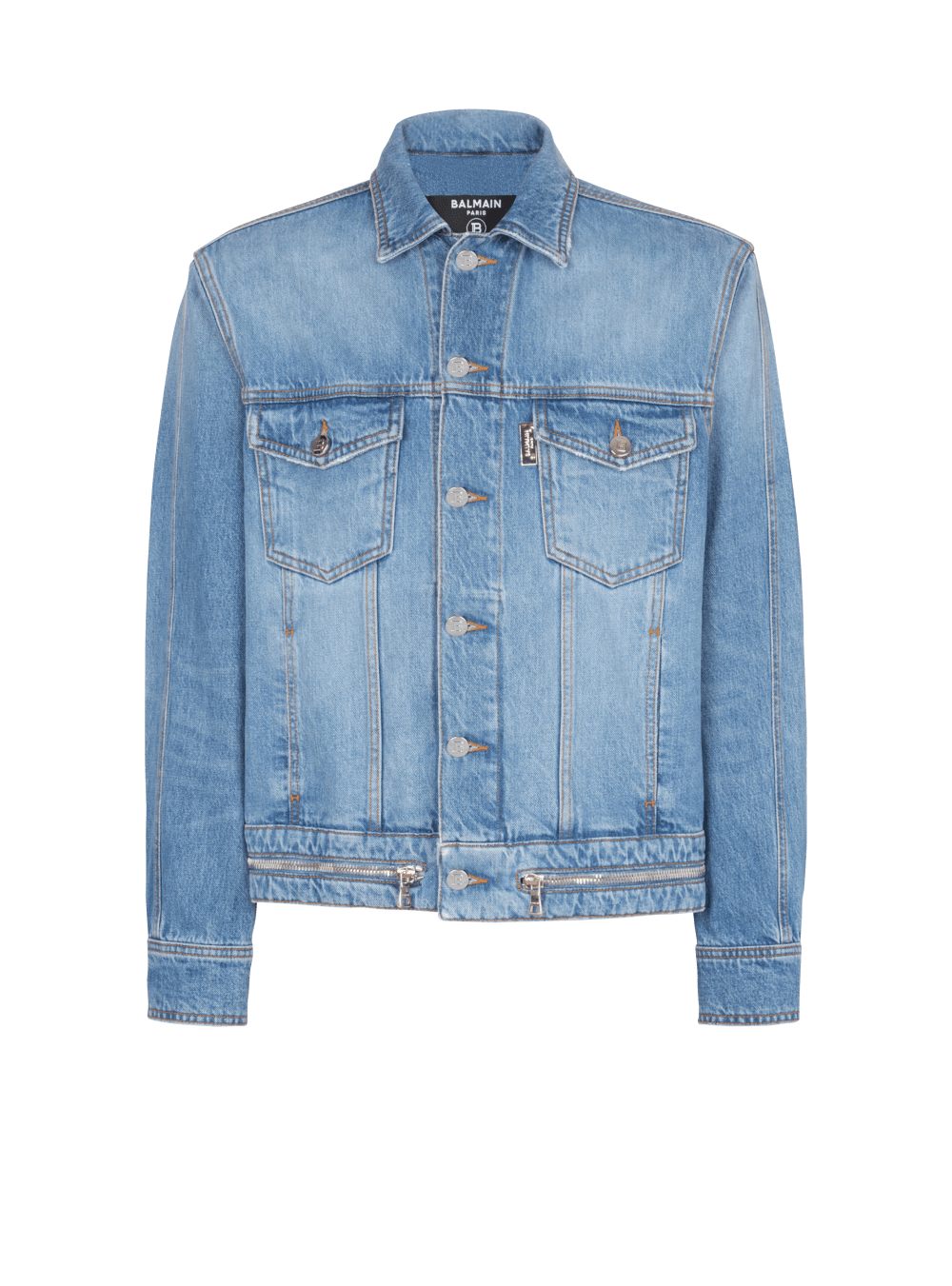 Men\'s Balmain Denim With Zip Fastening Jackets Blue | USA pw4Cc6LA