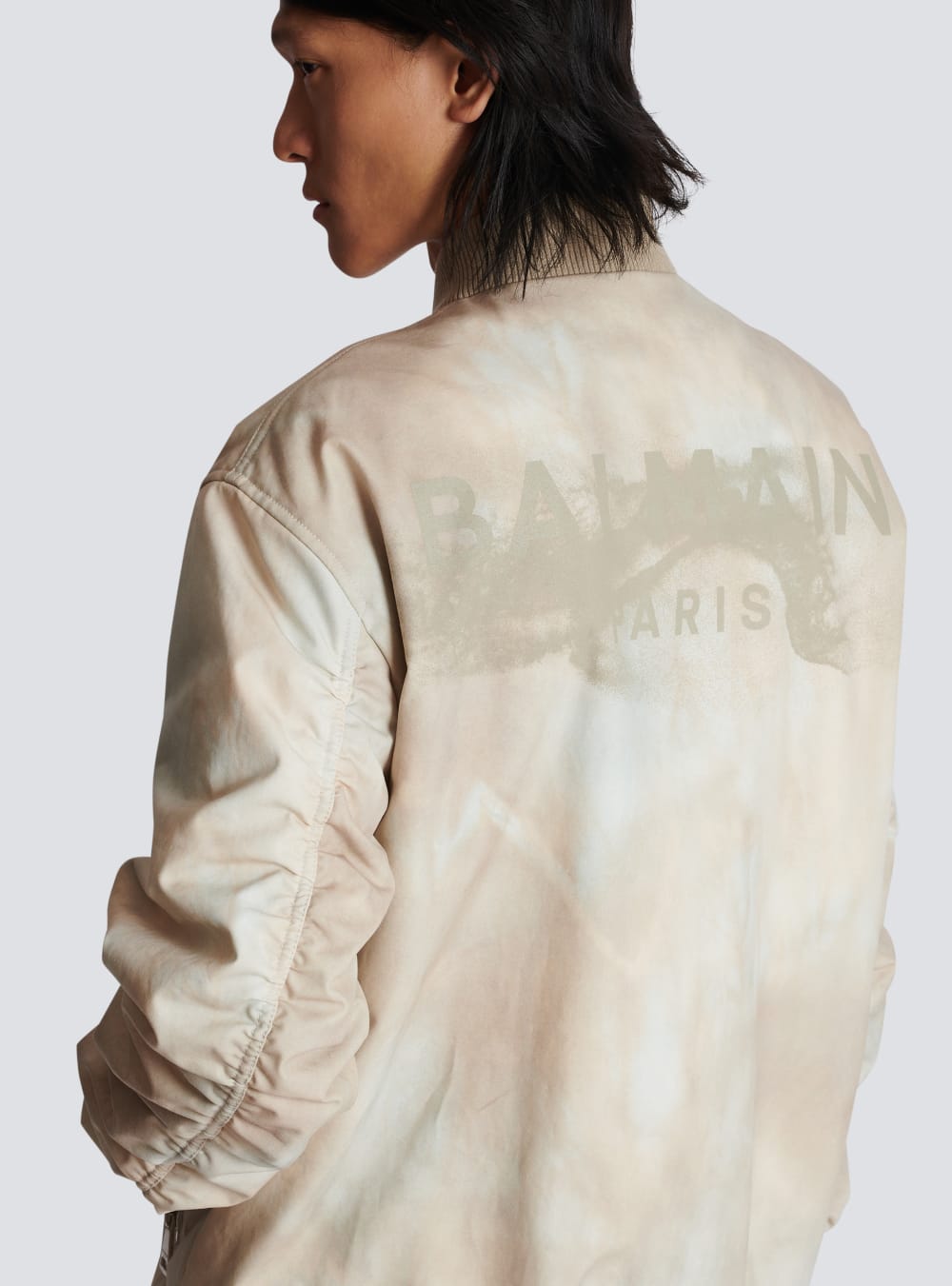 Men's Balmain Desert Print Cotton Bomber Jackets White | USA bnScSwsl