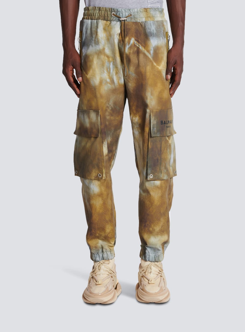 Men's Balmain Desert Print Cotton Cargo Trousers Multicolor | USA q8a6vQPm