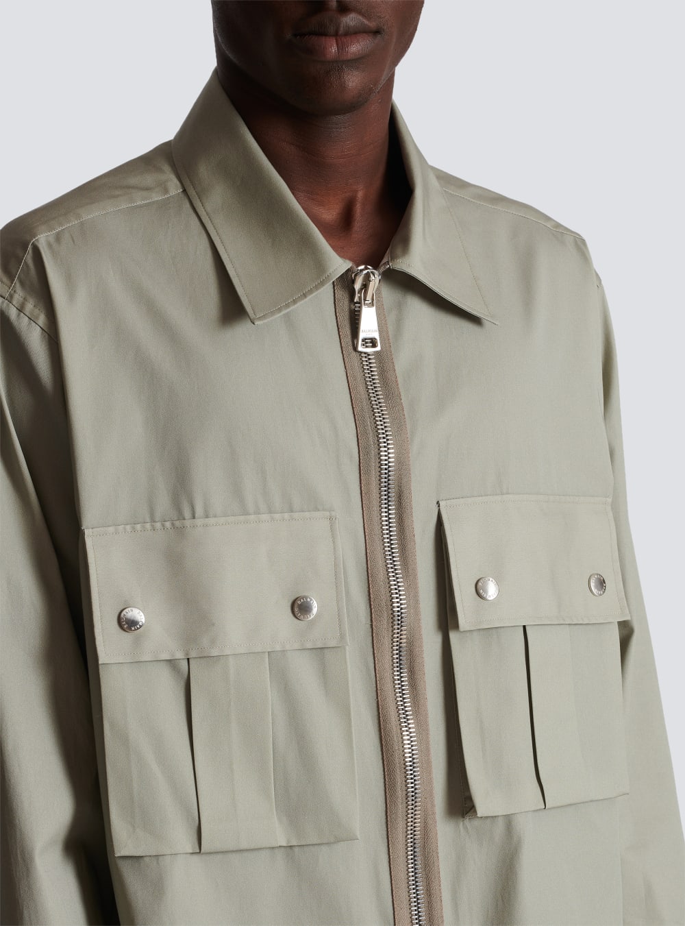 Men's Balmain Desert Print Cotton Shirts Khaki | USA PipIlRT4