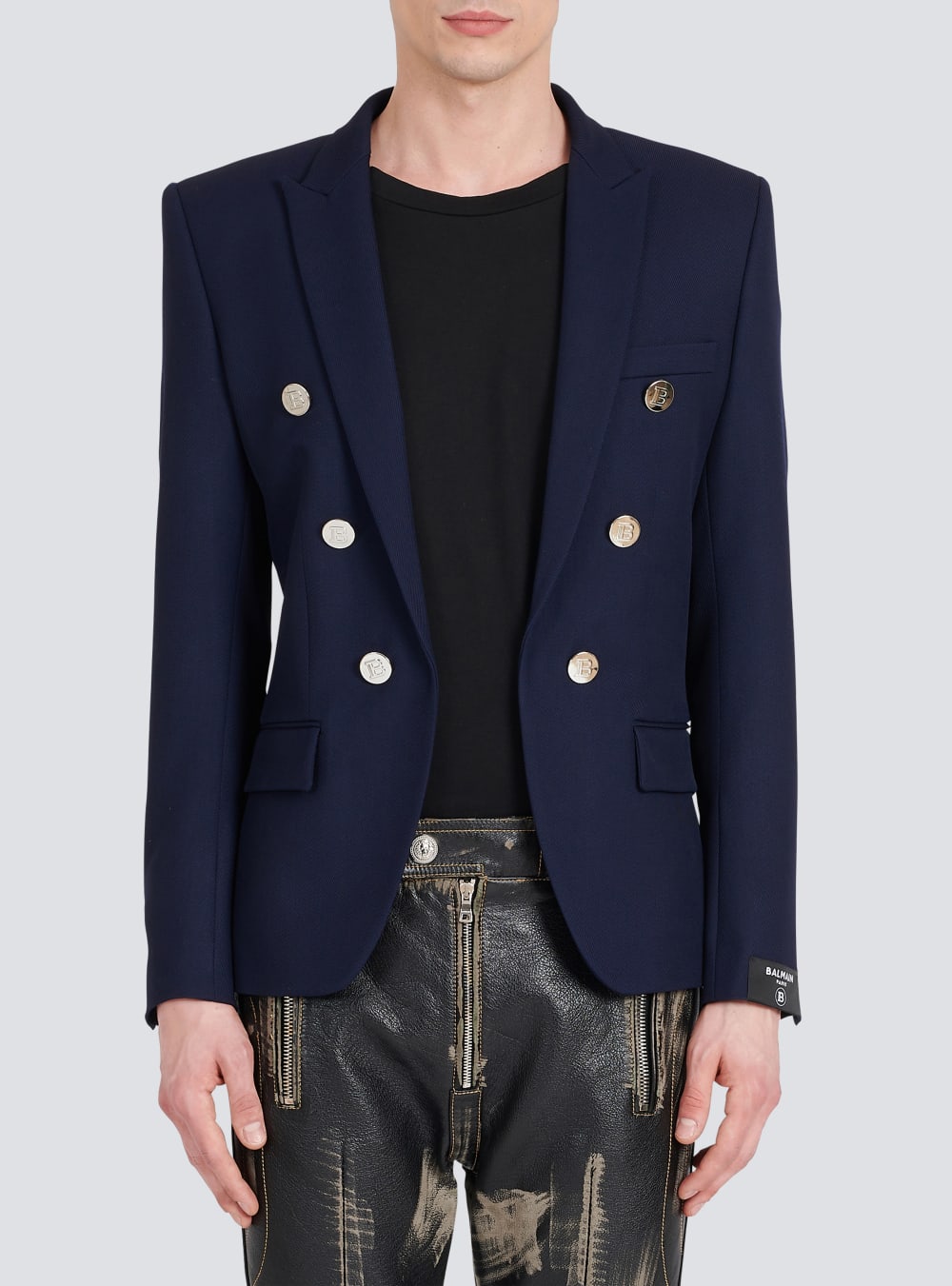 Men's Balmain Double Breasted Blazers Navy | USA MbMRDIHw