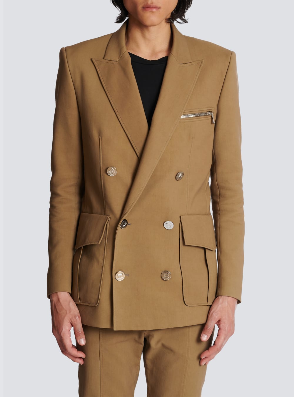 Men's Balmain Double-breasted Blazers Beige | USA zzalFiW9