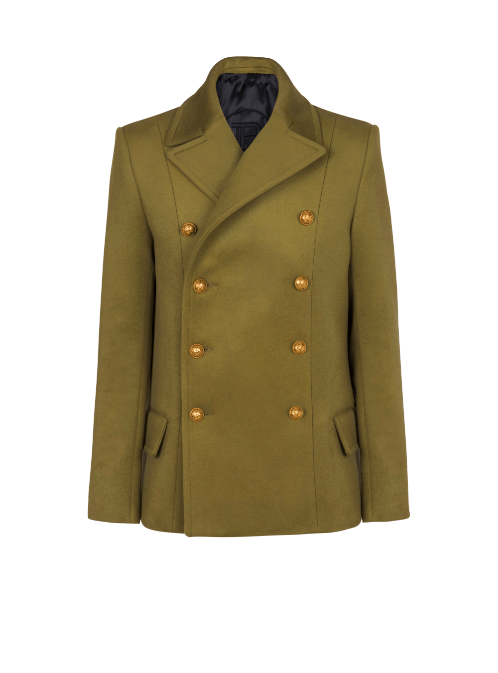 Men\'s Balmain Double-breasted Wool Pea Jackets Khaki | USA UQo4D1ff