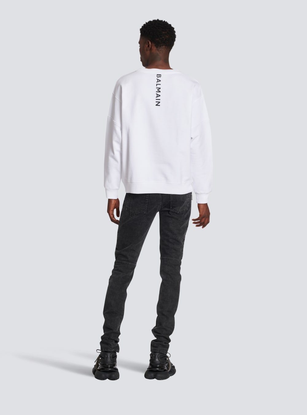 Men's Balmain Eco-designed Cotton With Logo Print Sweatshirts White | USA UteALSwd