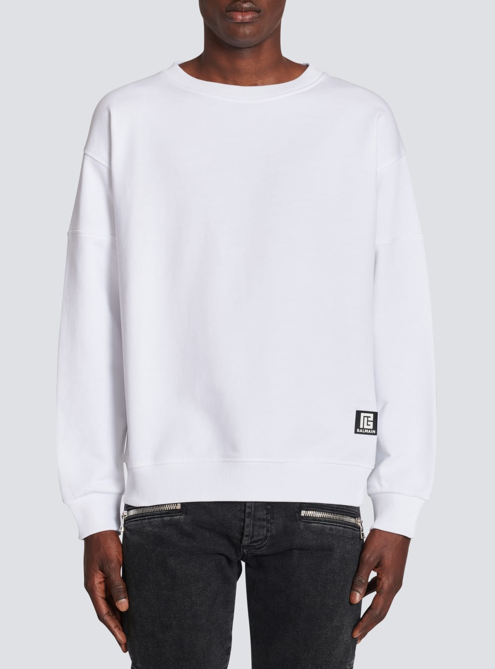 Men's Balmain Eco-designed Cotton With Logo Print Sweatshirts White | USA UteALSwd