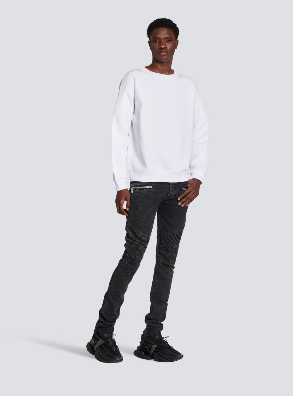 Men's Balmain Eco-designed Cotton With Logo Print Sweatshirts White | USA UteALSwd