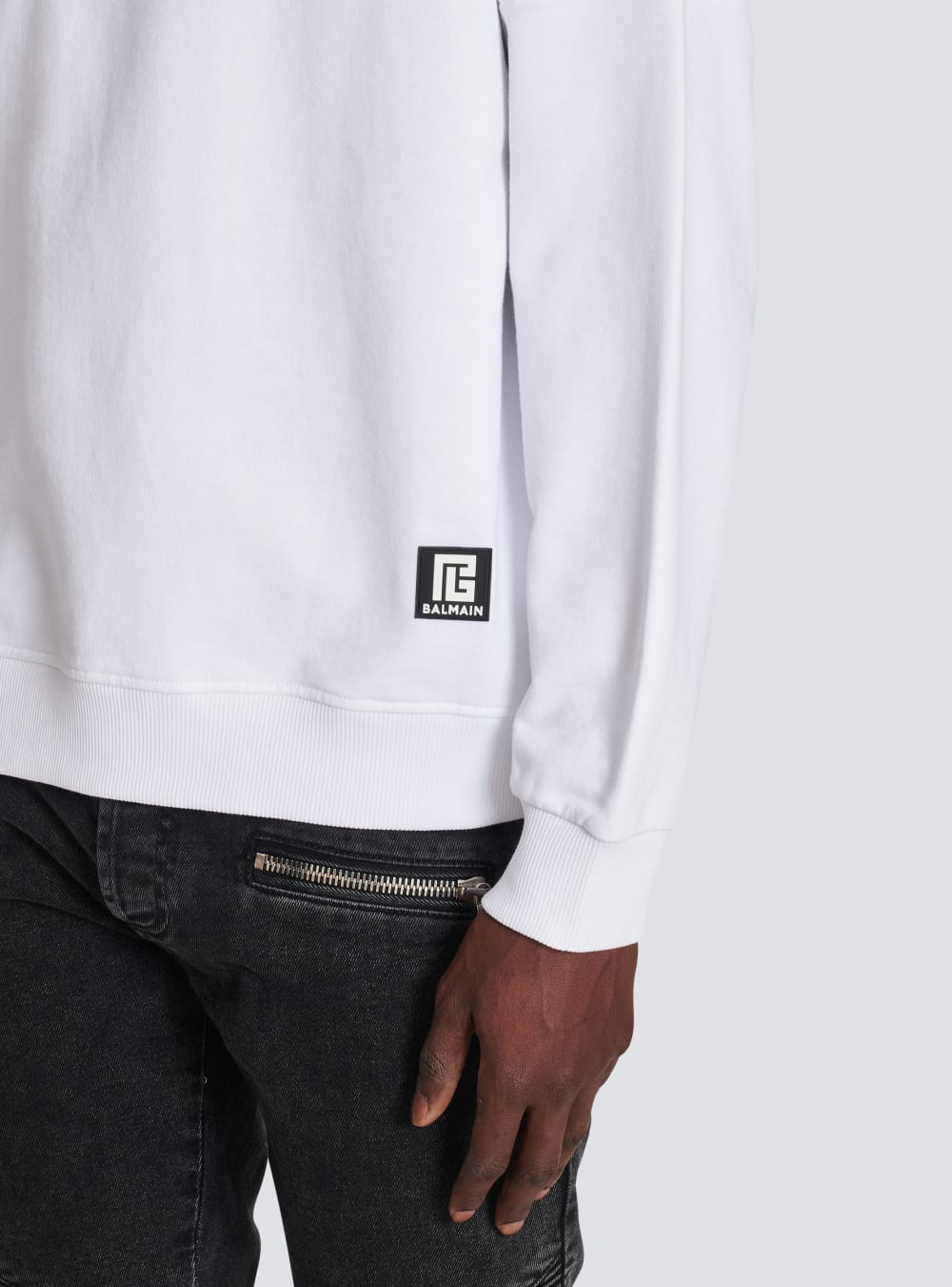 Men's Balmain Eco-designed Cotton With Logo Print Sweatshirts White | USA UteALSwd