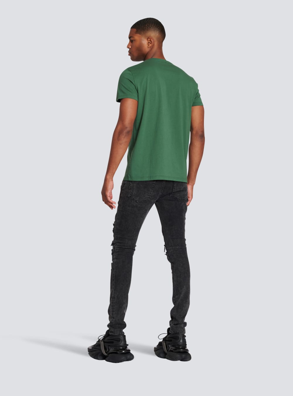 Men's Balmain Eco-designed Cotton With Paris Logo Print T Shirts Green | USA A6sfggQf