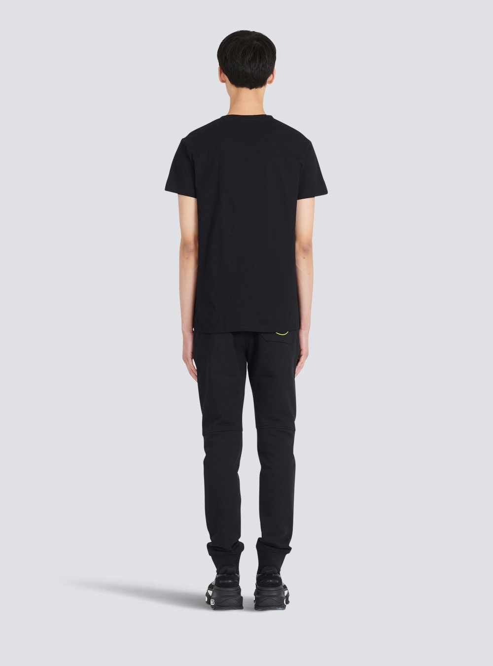 Men's Balmain Eco-designed Cotton With Paris Logo Print T Shirts Black | USA SibvUDZJ