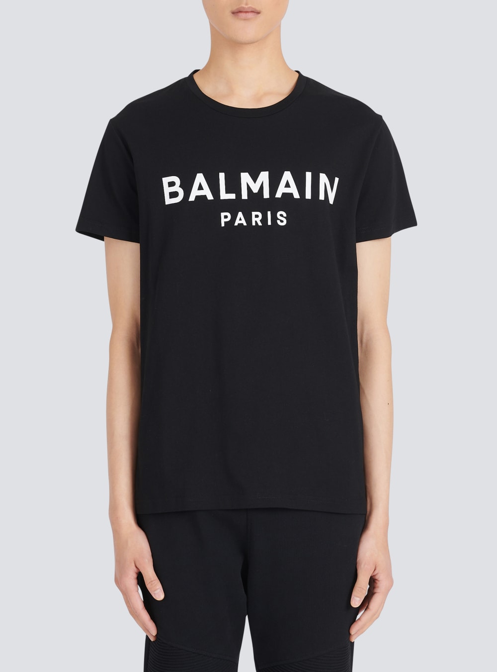 Men's Balmain Eco-designed Cotton With Paris Logo Print T Shirts Black | USA SibvUDZJ