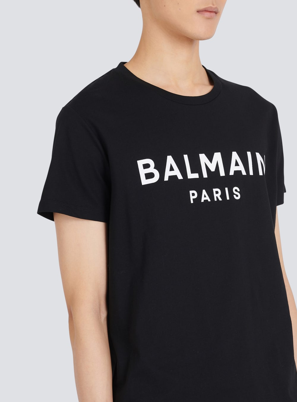 Men's Balmain Eco-designed Cotton With Paris Logo Print T Shirts Black | USA SibvUDZJ