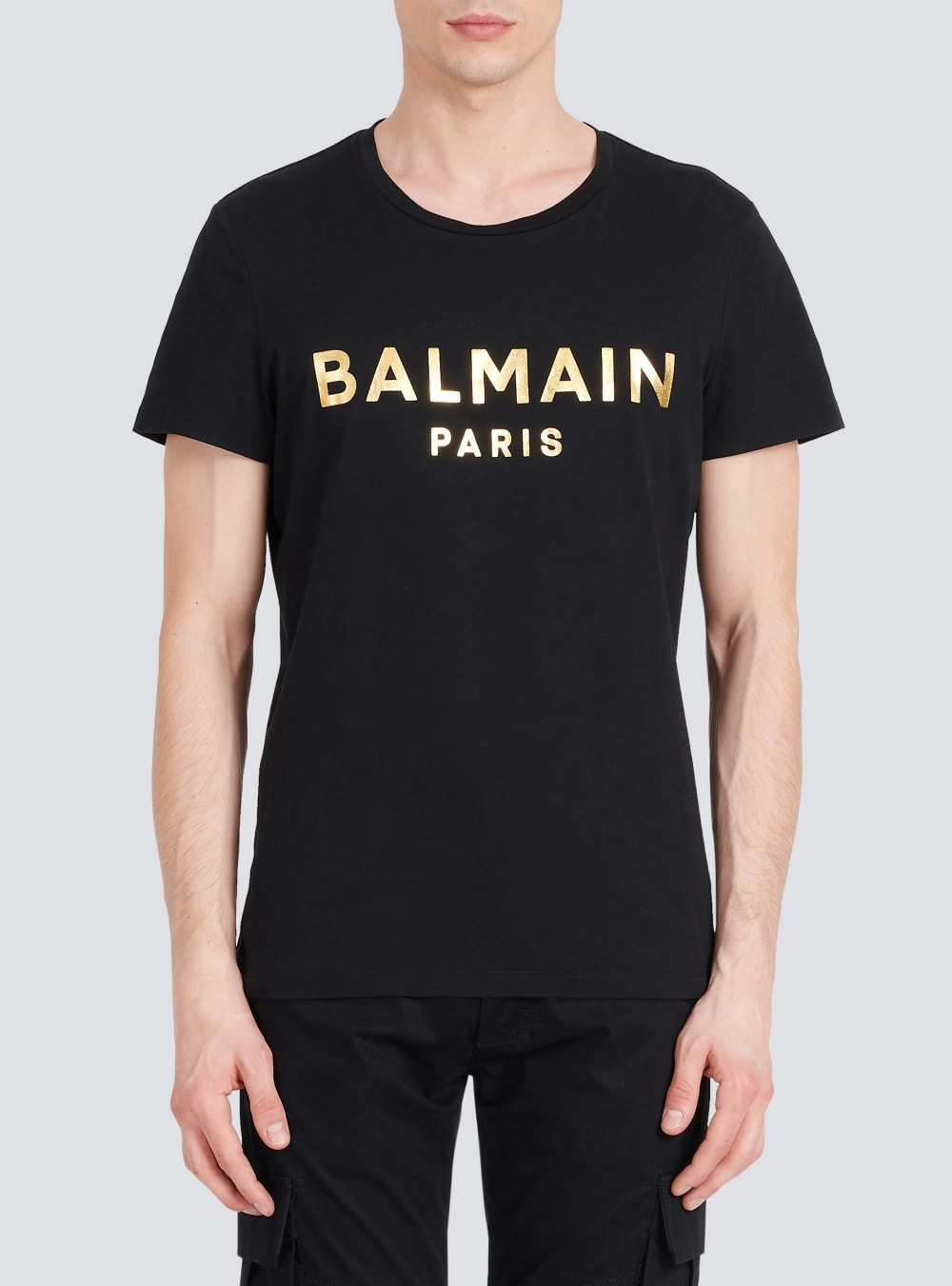 Men's Balmain Eco-designed Cotton With Paris Logo Print T Shirts Black | USA SwPaboIN