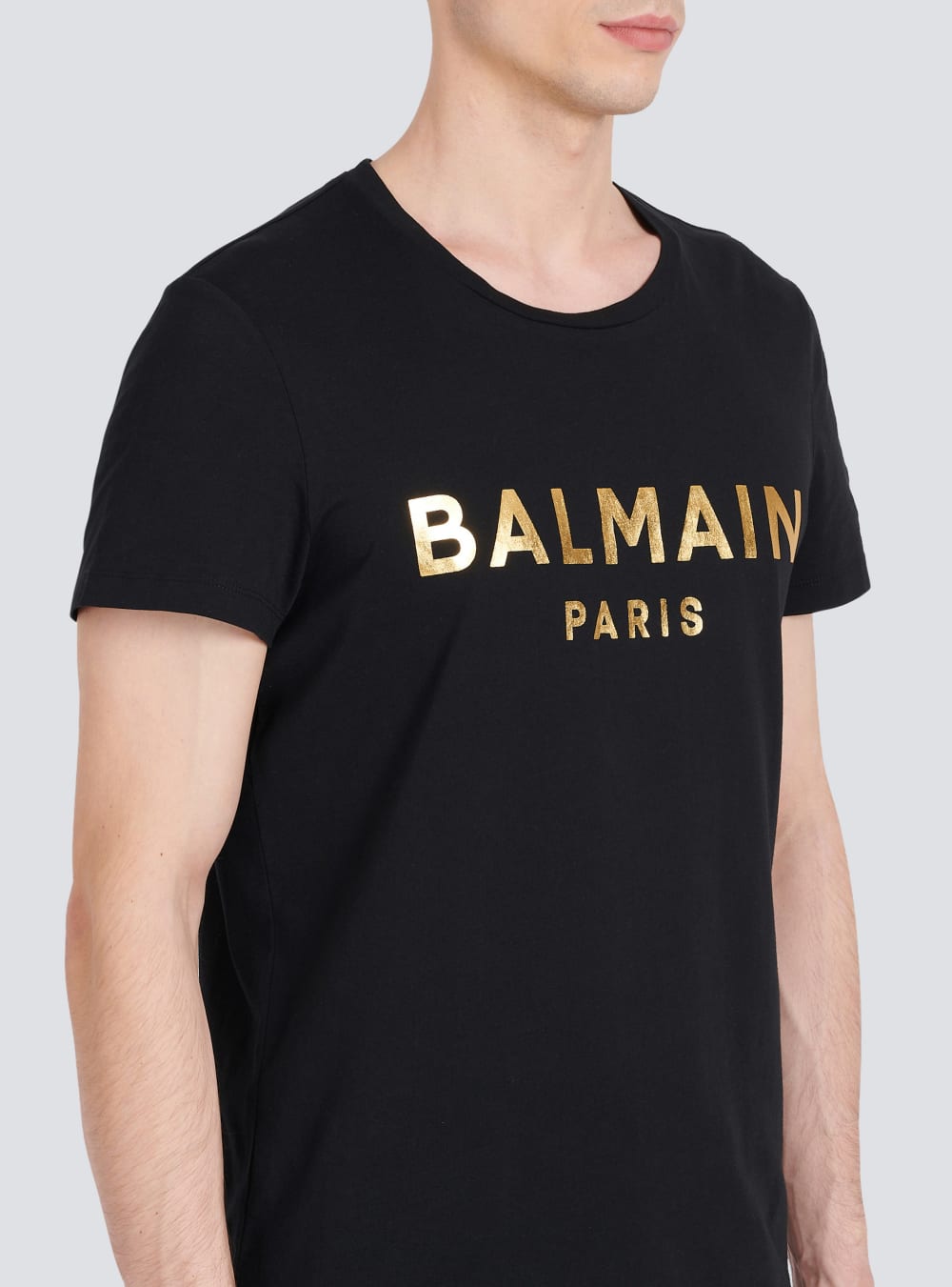 Men's Balmain Eco-designed Cotton With Paris Logo Print T Shirts Black | USA SwPaboIN