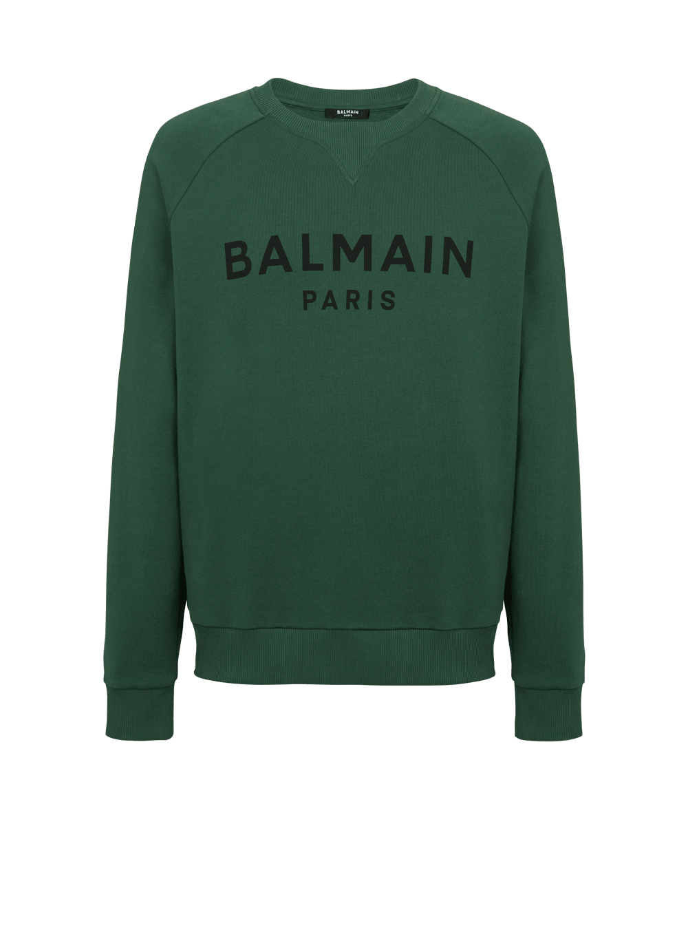 Men\'s Balmain Eco-designed Cotton With Paris Metallic Logo Print Sweatshirts Green | USA URqHwMpz