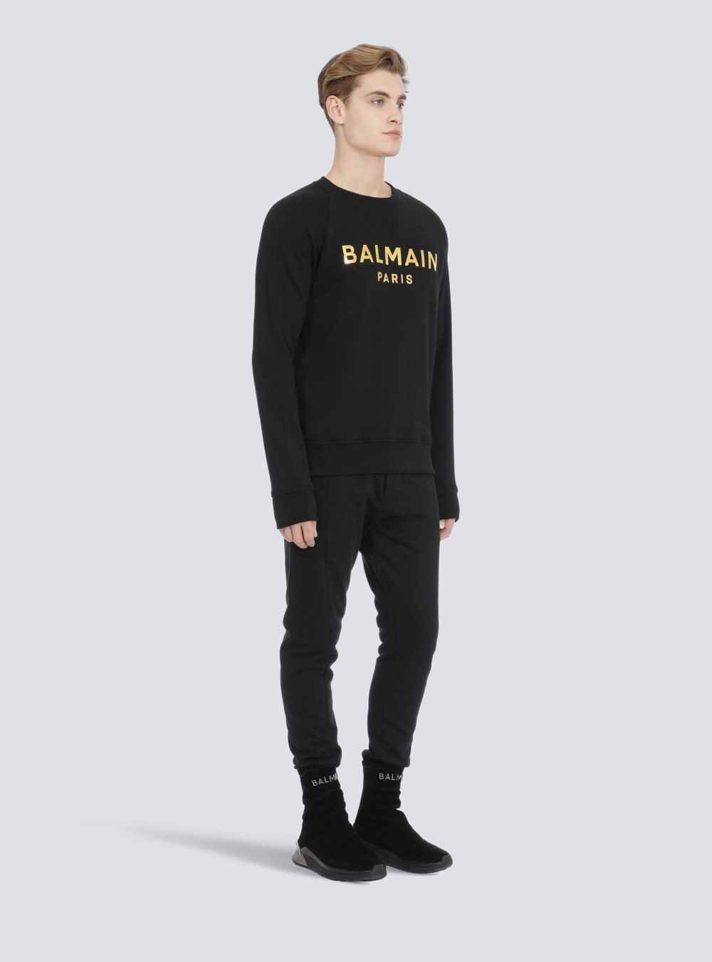 Men's Balmain Eco-designed Cotton With Paris Logo Print Sweatshirts Gold | USA Xwrxn3mv