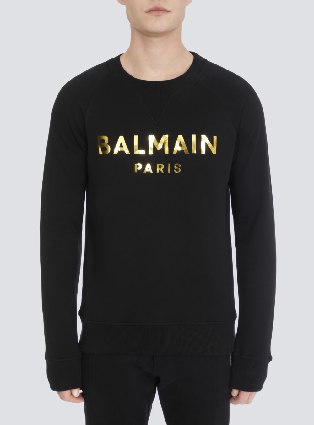 Men's Balmain Eco-designed Cotton With Paris Logo Print Sweatshirts Gold | USA Xwrxn3mv