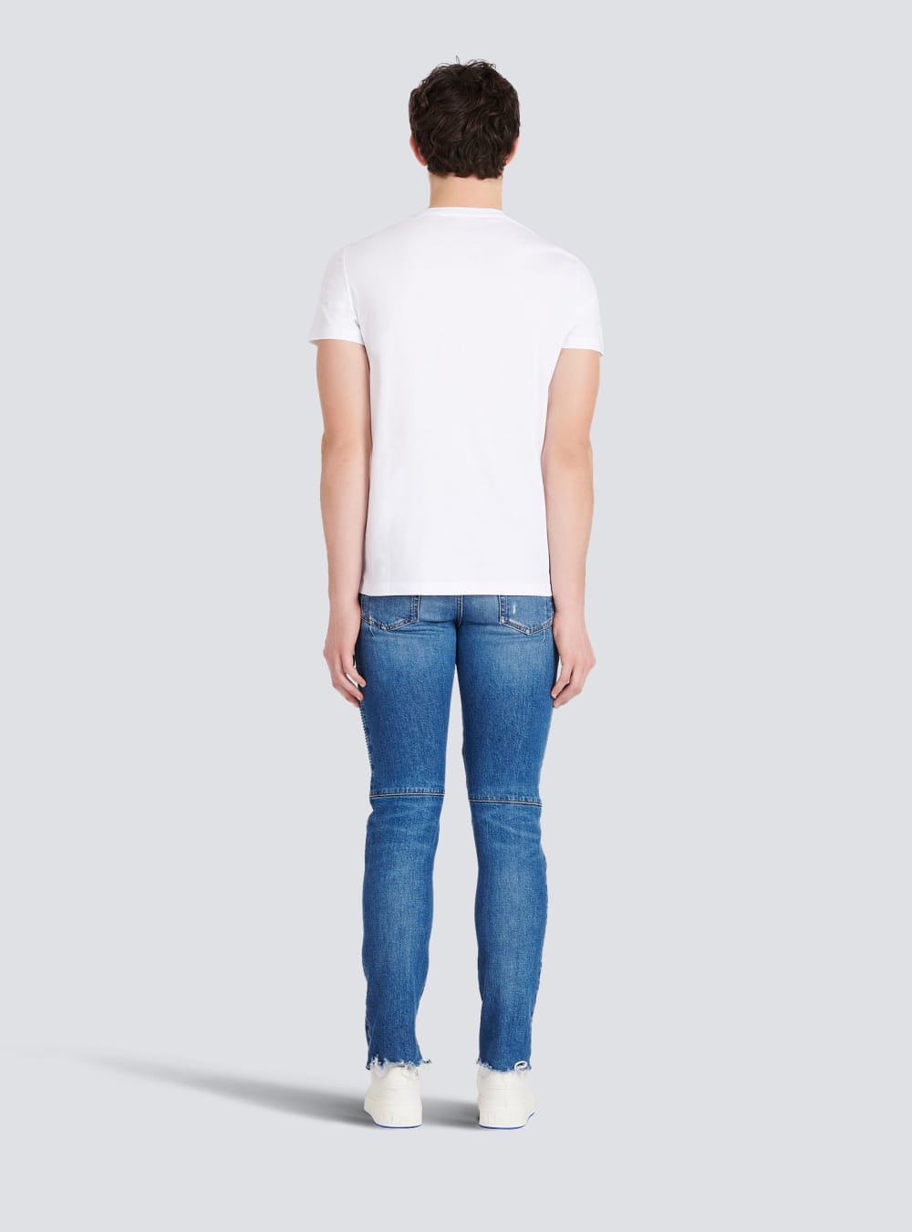 Men's Balmain Eco-designed Cotton With Paris Logo Print T Shirts White | USA tdlfTbJ2