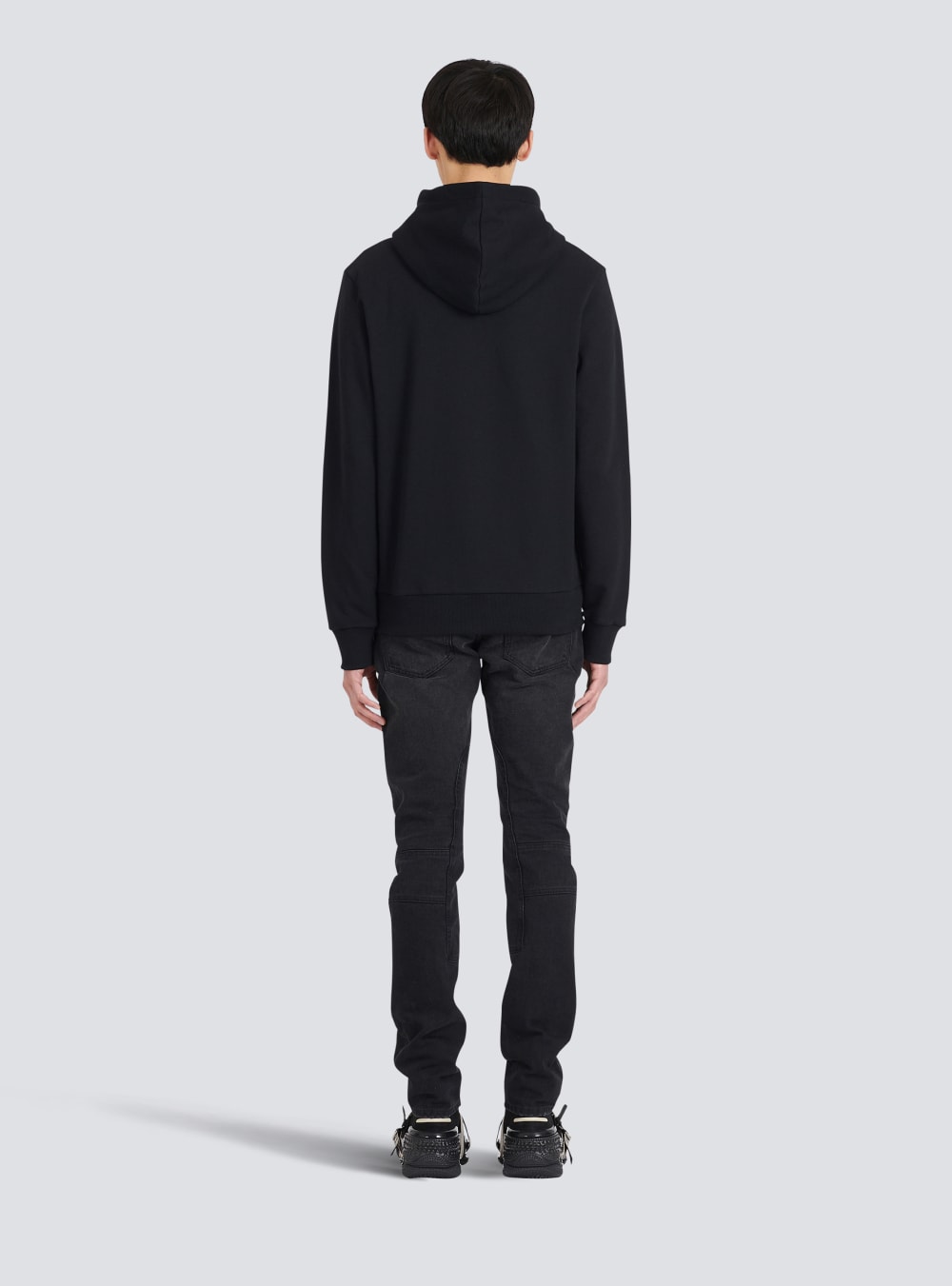 Men's Balmain Eco-designed Cotton With Small Flocked Logo Sweatshirts Black | USA KJuEhJrz