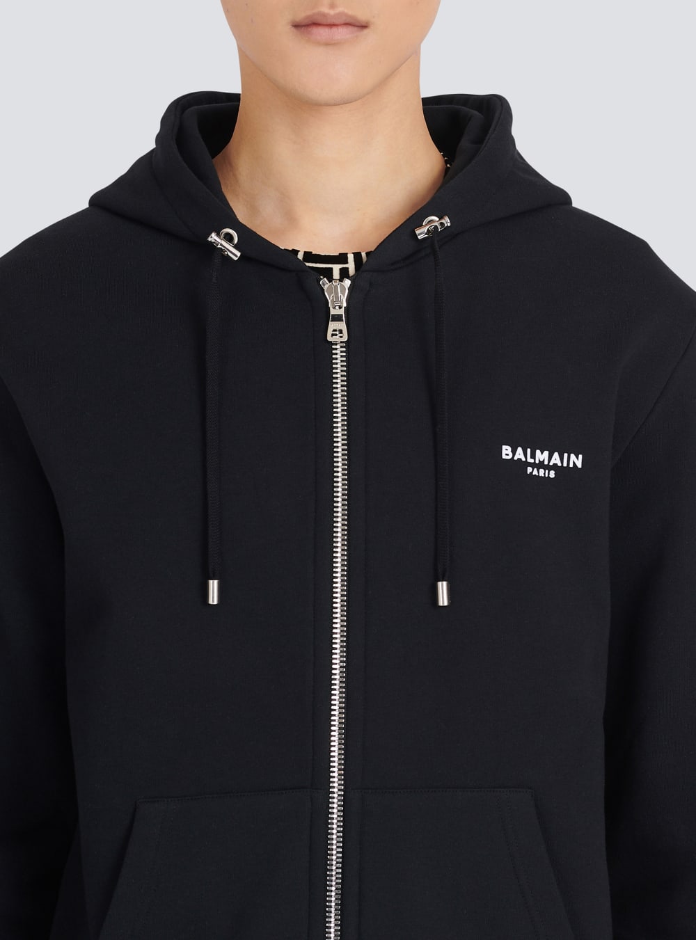 Men's Balmain Eco-designed Cotton With Small Flocked Logo Sweatshirts Black | USA KJuEhJrz