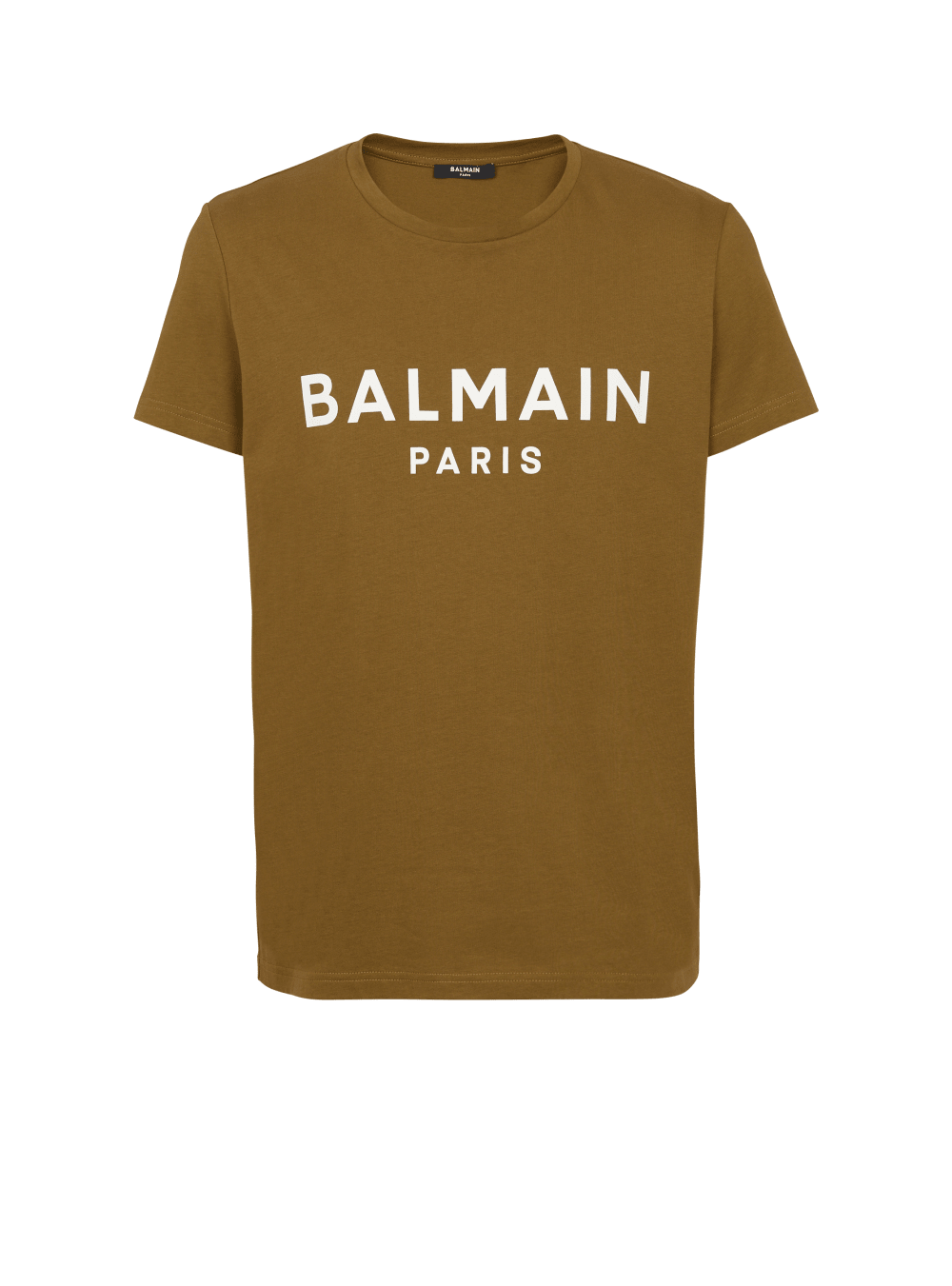 Men\'s Balmain Eco-responsible Cotton With Logo Print T Shirts Khaki | USA T2ltrA9V