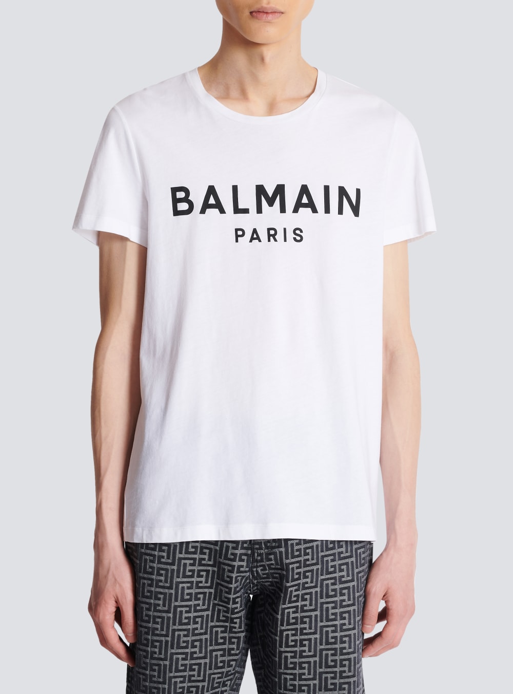 Men's Balmain Eco-responsible Cotton With Logo Print T Shirts White | USA bYAa4riO