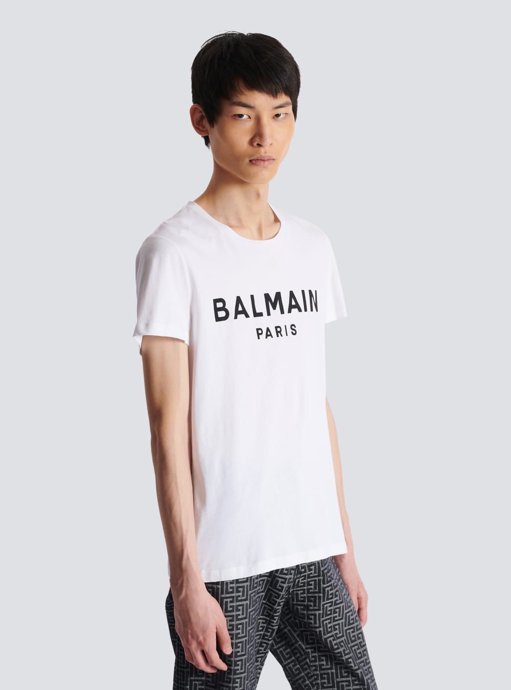 Men's Balmain Eco-responsible Cotton With Logo Print T Shirts White | USA bYAa4riO