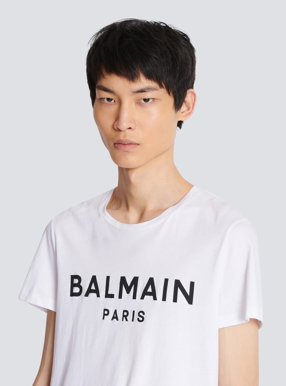 Men's Balmain Eco-responsible Cotton With Logo Print T Shirts White | USA bYAa4riO