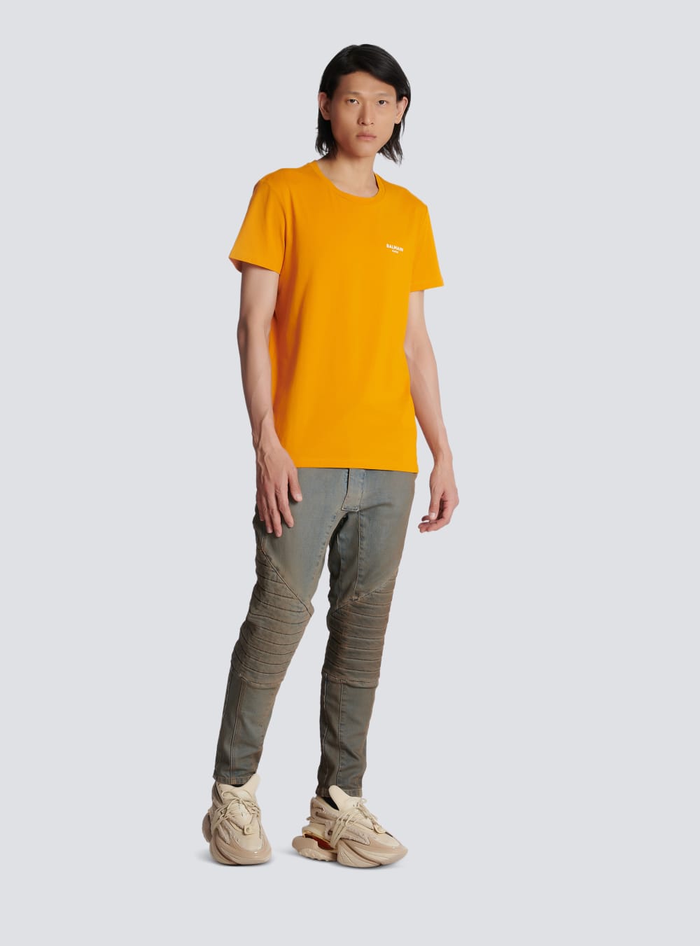 Men's Balmain Eco-responsible Cotton With Logo Print T Shirts Orange | USA oP3wiFhk