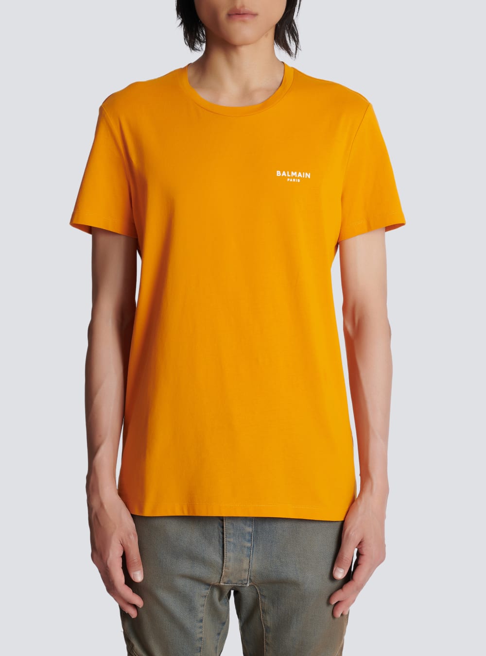 Men's Balmain Eco-responsible Cotton With Logo Print T Shirts Orange | USA oP3wiFhk