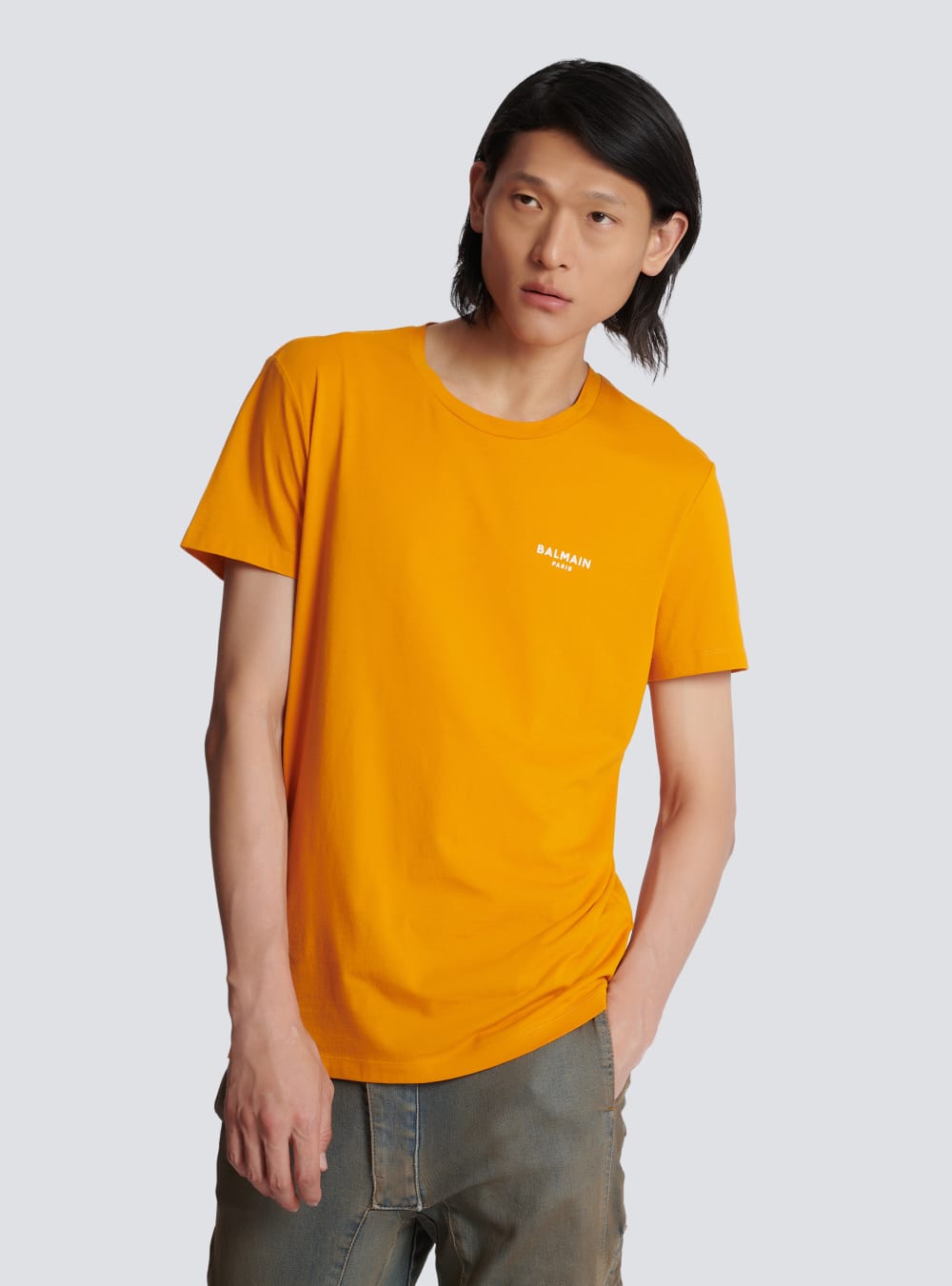 Men's Balmain Eco-responsible Cotton With Logo Print T Shirts Orange | USA oP3wiFhk