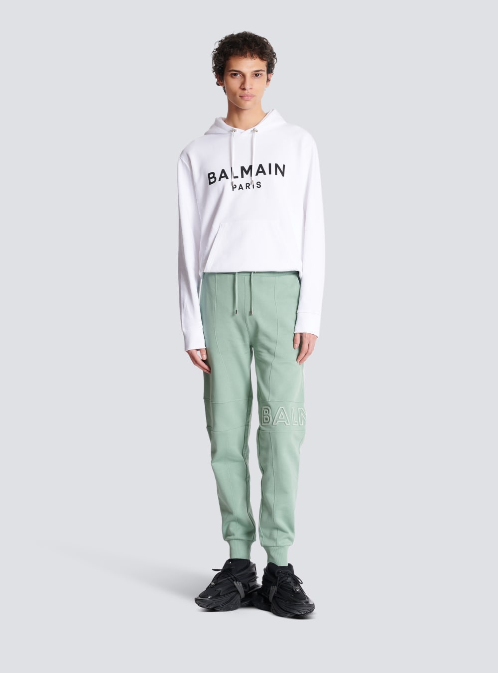 Men's Balmain Embossed Logo Jogging Trousers Green | USA Zt3MwnlR