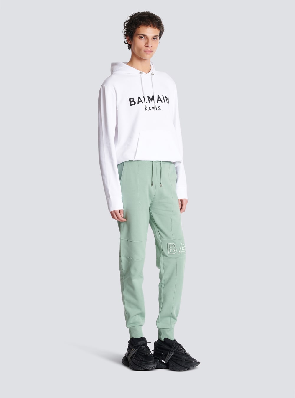 Men's Balmain Embossed Logo Jogging Trousers Green | USA Zt3MwnlR