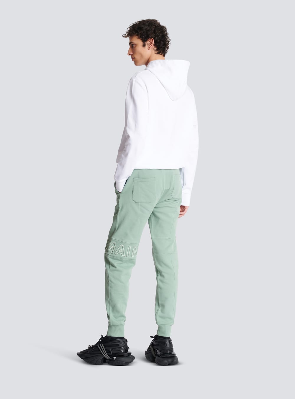 Men's Balmain Embossed Logo Jogging Trousers Green | USA Zt3MwnlR