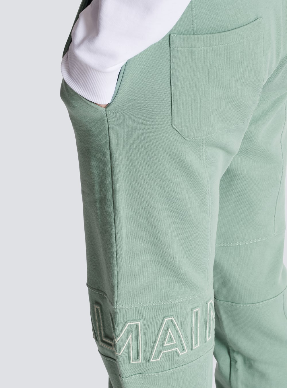 Men's Balmain Embossed Logo Jogging Trousers Green | USA Zt3MwnlR