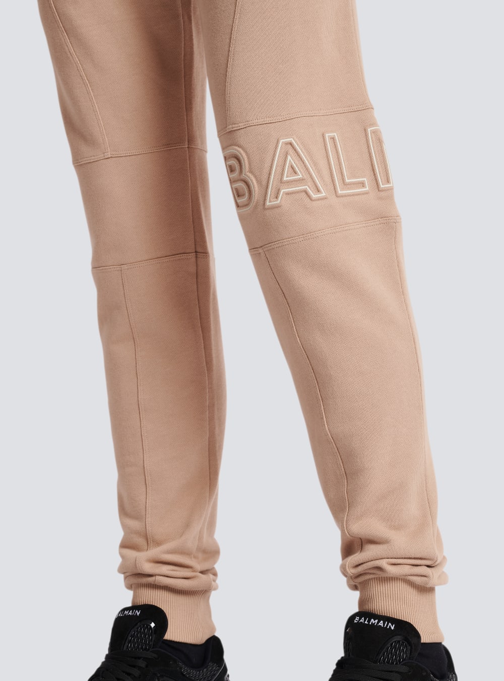 Men's Balmain Embossed Logo Jogging Trousers Beige | USA v82WxKEH