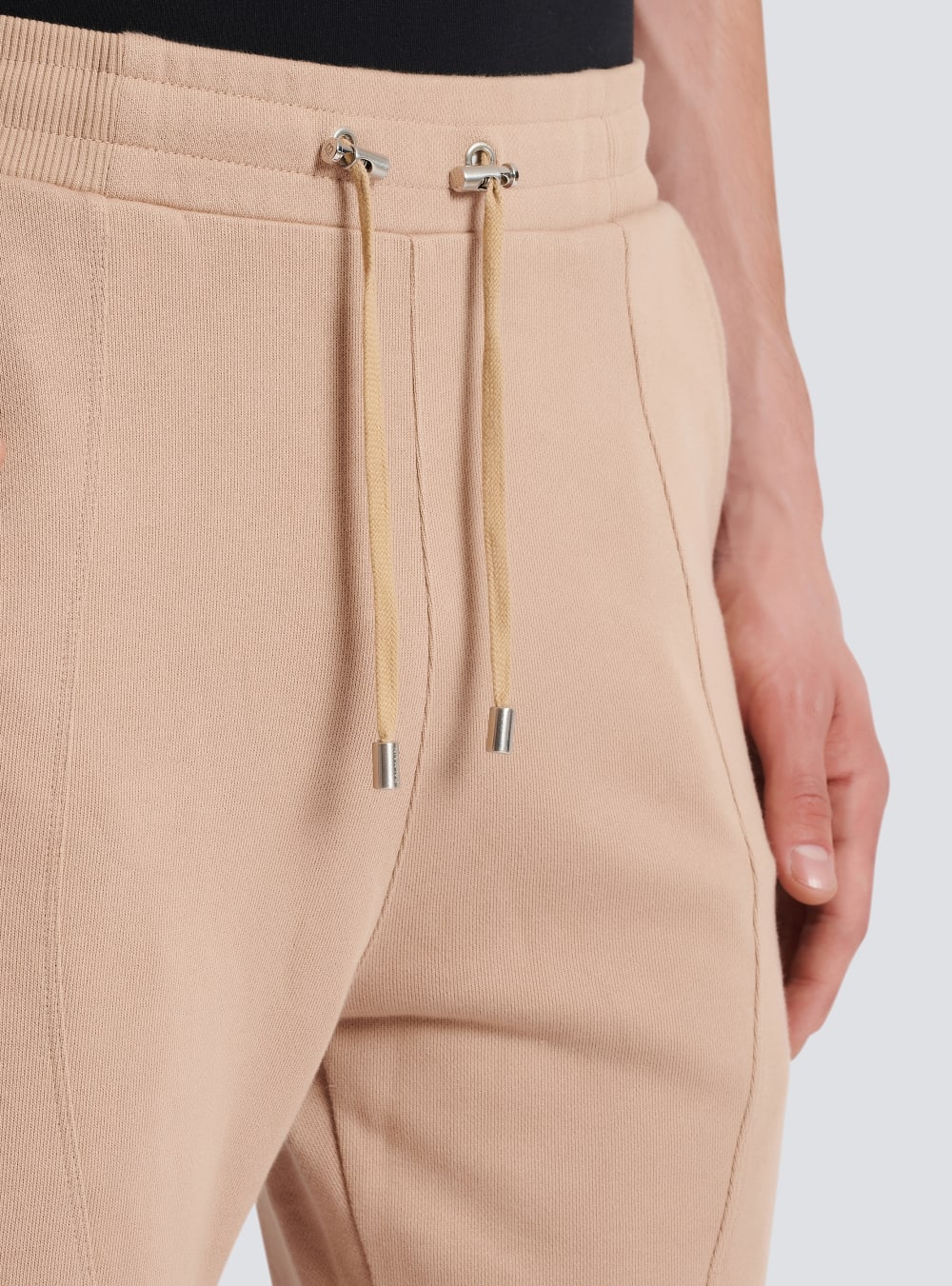 Men's Balmain Embossed Logo Jogging Trousers Beige | USA v82WxKEH