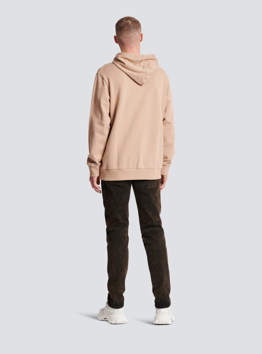 Men's Balmain Embossed Logo Sweatshirts Beige | USA wSt9krdr