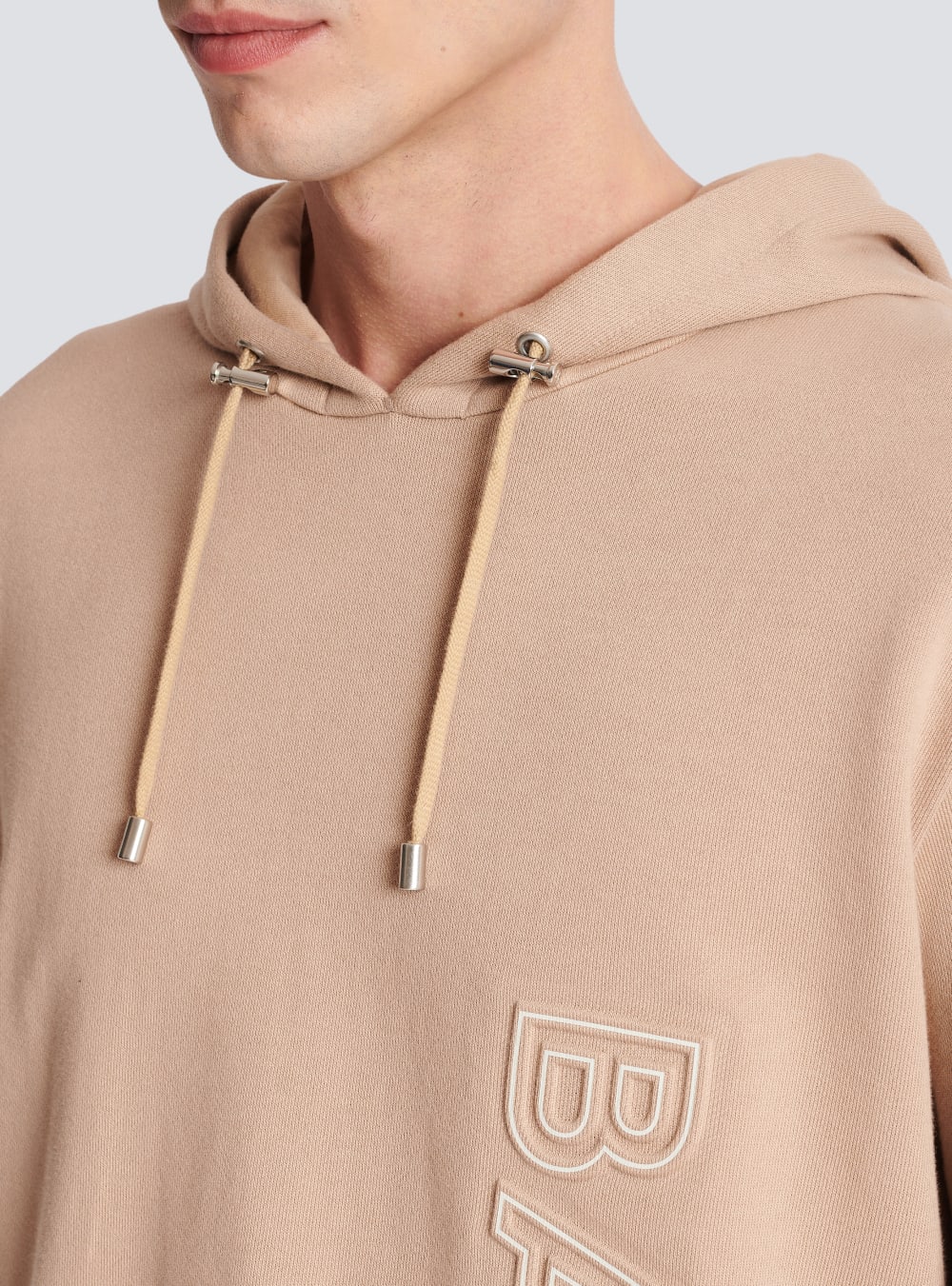 Men's Balmain Embossed Logo Sweatshirts Beige | USA wSt9krdr