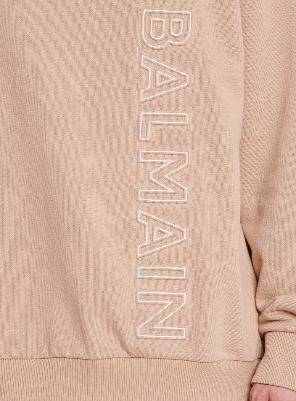 Men's Balmain Embossed Logo Sweatshirts Beige | USA wSt9krdr