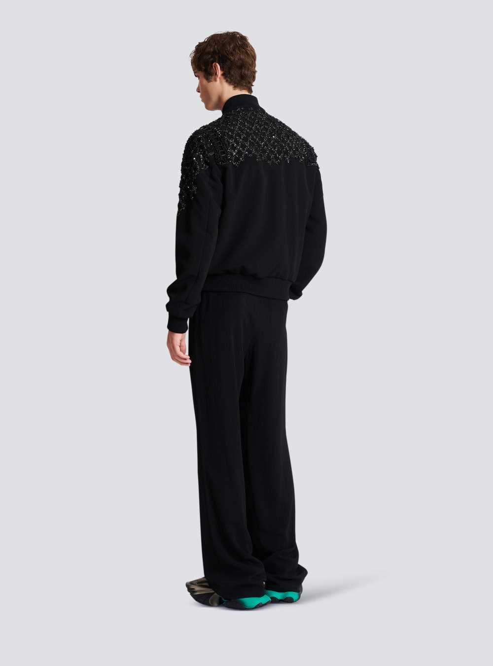 Men's Balmain Embroidered Crepe Bomber Jackets Black | USA QRTKhBA8